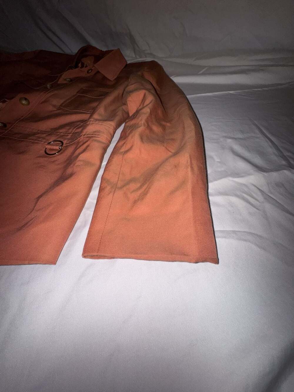 Talbots Safari Jacket Size 14 Orange Button Up Utility Pocket - Picture 7 of 11